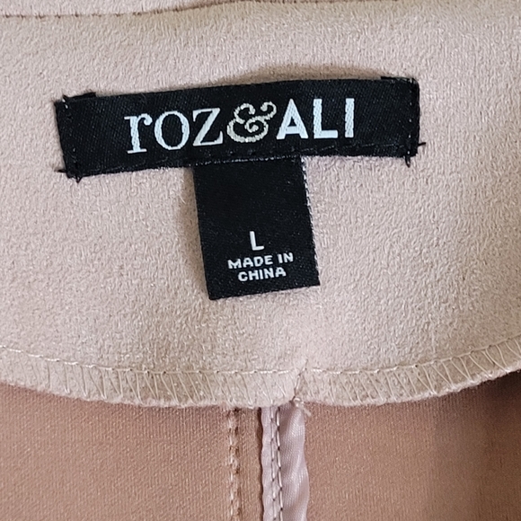 Roz & Ali Women's Ruffle Long Sleeve Blazer Jacket Rose Size Large - Picture 12 of 14